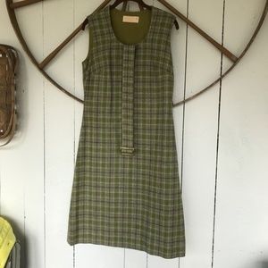 Vintage Pendleton wool shift/sleeveless dress/belt
